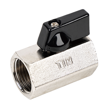 Мини кран для воды, никелированный 1/2" г/г (черные ручки)