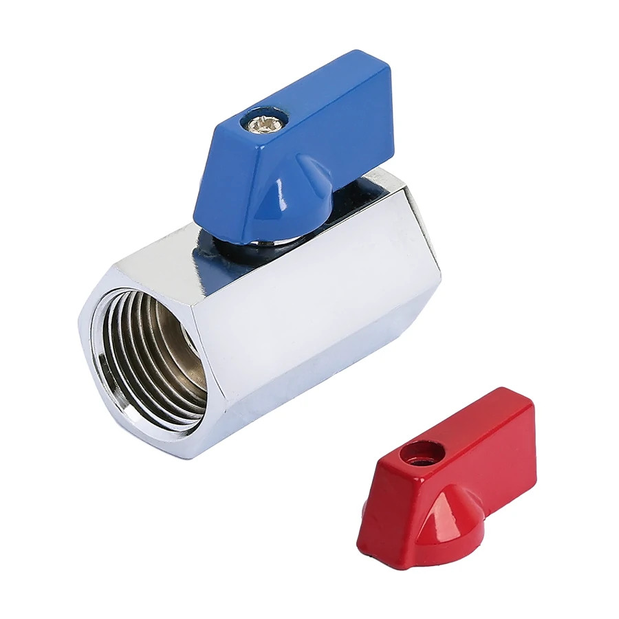 Мини кран для воды, хромированный  1/2" г/г ( красные и синние  ручки)