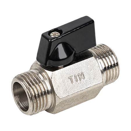 Мини кран для воды, никелированный 1/2" ш/ш (черные ручки)