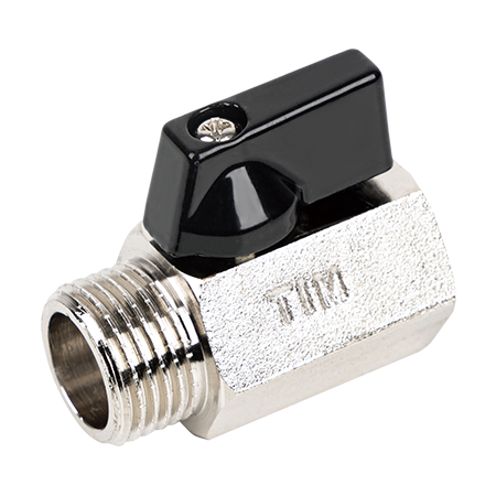 Мини кран для воды, никелированный 1/2" г/ш (черные ручки)