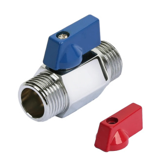 Мини кран для воды, хромированный  1/2" ш/ш ( красные и синние  ручки)