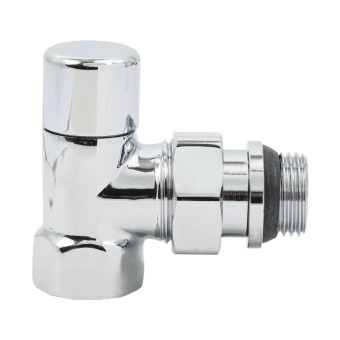 Запорный радиаторный клапан , 1/2" ВР-НР, угловой,хромированный