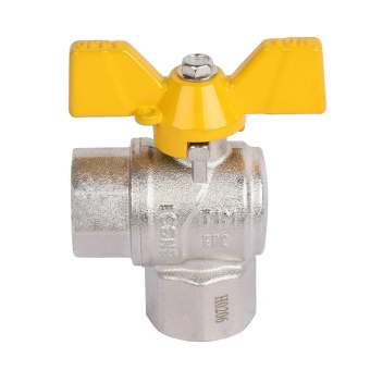Кран шаровой для газа угловой (бабочка) никелированный  1/2" г/г