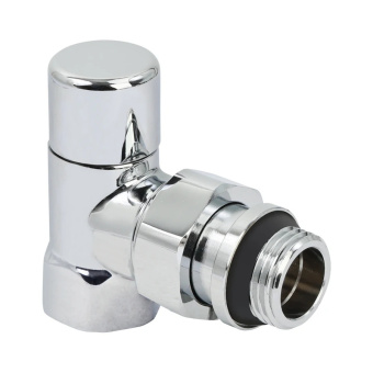 Запорный радиаторный клапан , 1/2" ВР-НР, угловой,хромированный