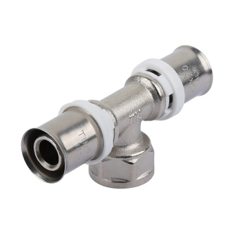 Пресс-фитинг. Тройник  никелированный 20 * 1/2" г * 20