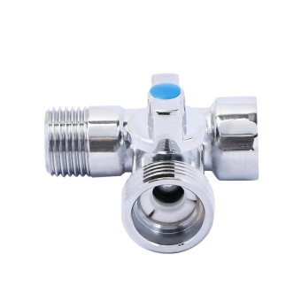 Тройник бытовой с шаровым краном 1/2" ш *3/4"ш *1/2"г (хром)