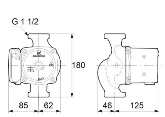 Циркуляционный насос UPSO 25-55, 180мм, Grundfos
